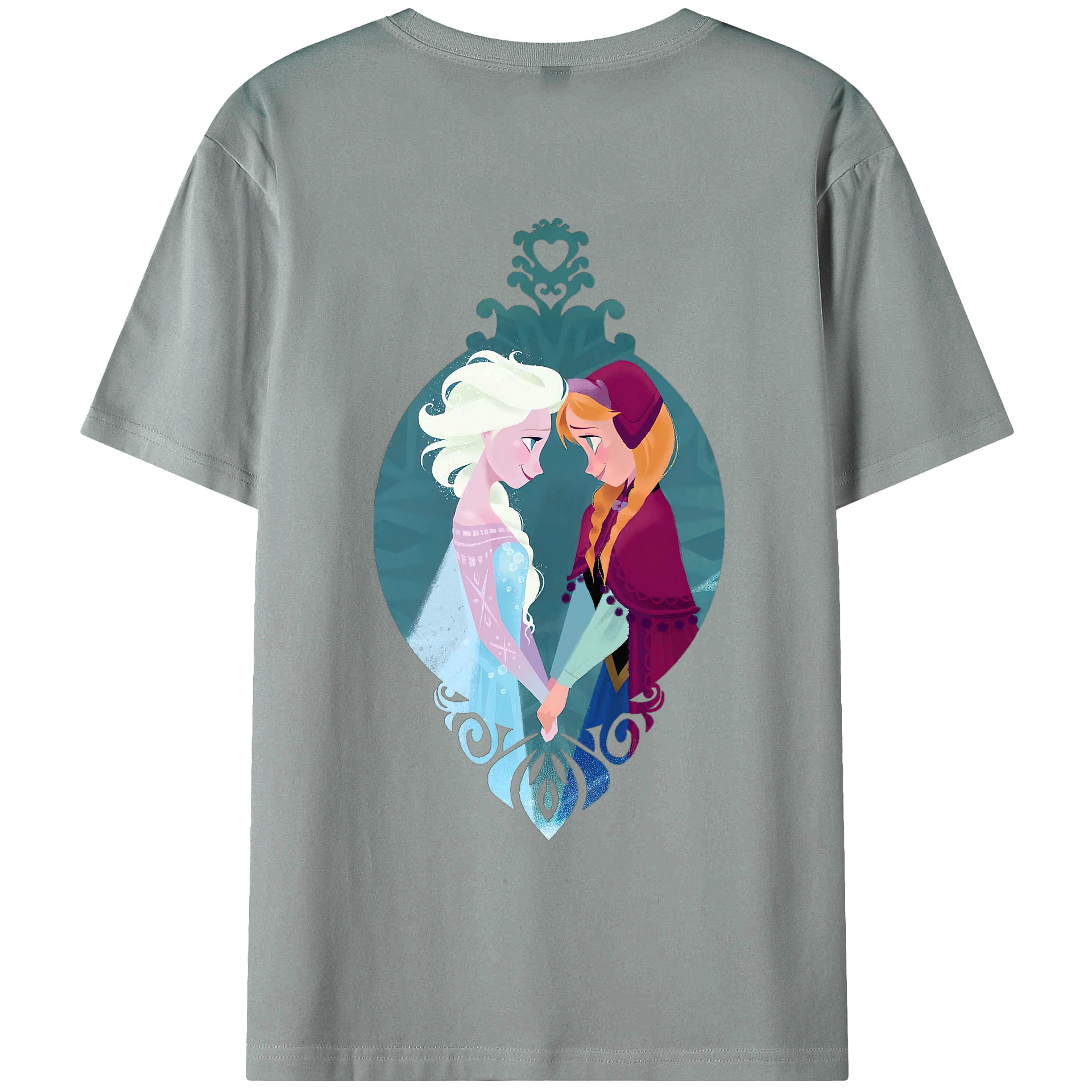 （画像用） アナと雪の女王 アンナ エルサ Frozen Anna Elsa 綿100％ メンズ半袖Tシャツ（バックプリント） 通気性